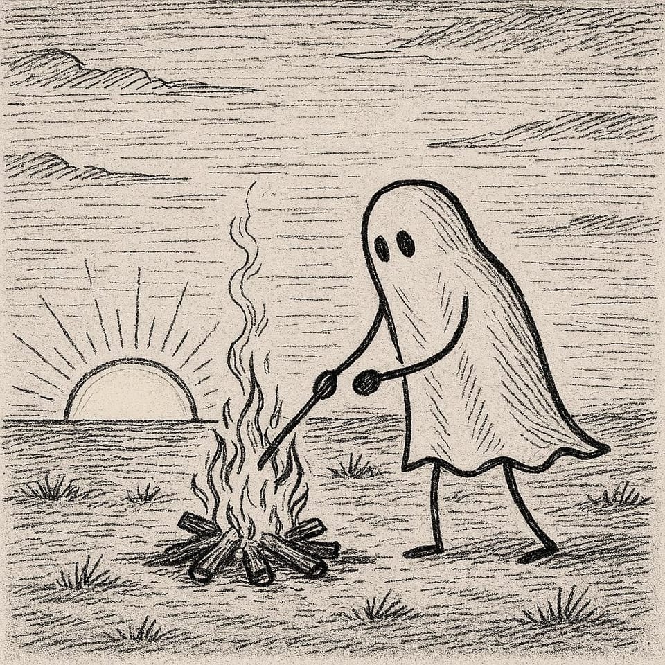 A Ghost Tending a Fire